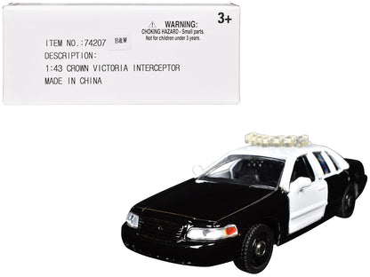 Ford Crown Victoria Police Interceptor Black and White 1/43 Diecast Model Car by Motormax  free shipping USA