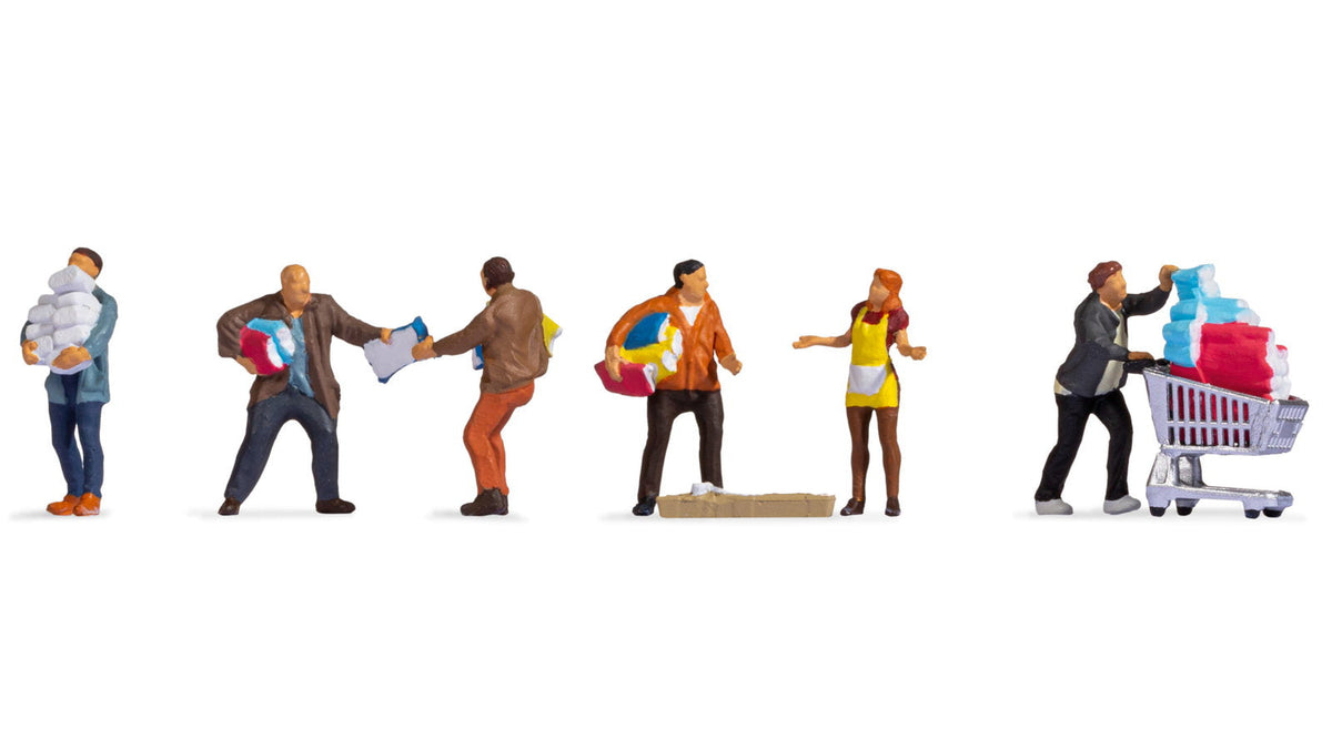 Noch 15519 HO Scale People Buying Paper Goods Figure Set, 6-Pack