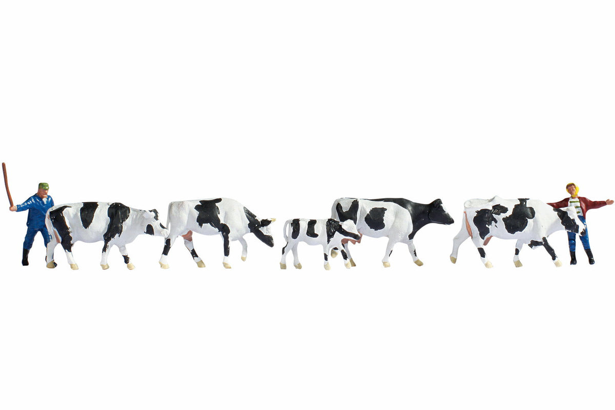 Noch 15724 HO Scale Cows Figure Set, 5 Cows & 2 Herders