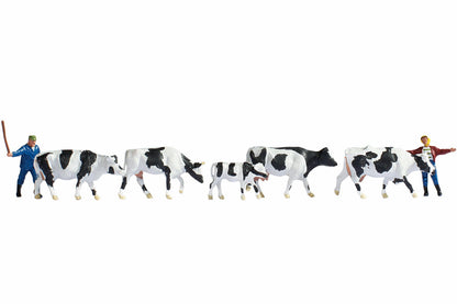 Noch 15724 HO Scale Cows Figure Set, 5 Cows & 2 Herders