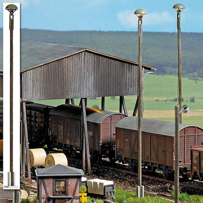 Busch 4112 HO Scale Round Station/Platform Lamp on Wood Post