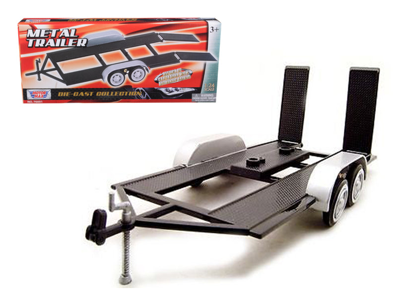 Diecast Tandem Car Trailer Black for 1/24 Scale Models by Motormax  free shipping USA