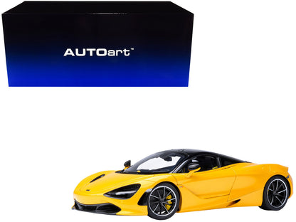 McLaren 720S Volcano Yellow with Black Top and Carbon Accents 1/18 Model Car by Autoart  free shipping USA
