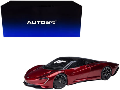 McLaren Speedtail Volcano Red Metallic with Black Top and Suitcase Accessories 1/18 Model Car by Autoart  free shipping USA