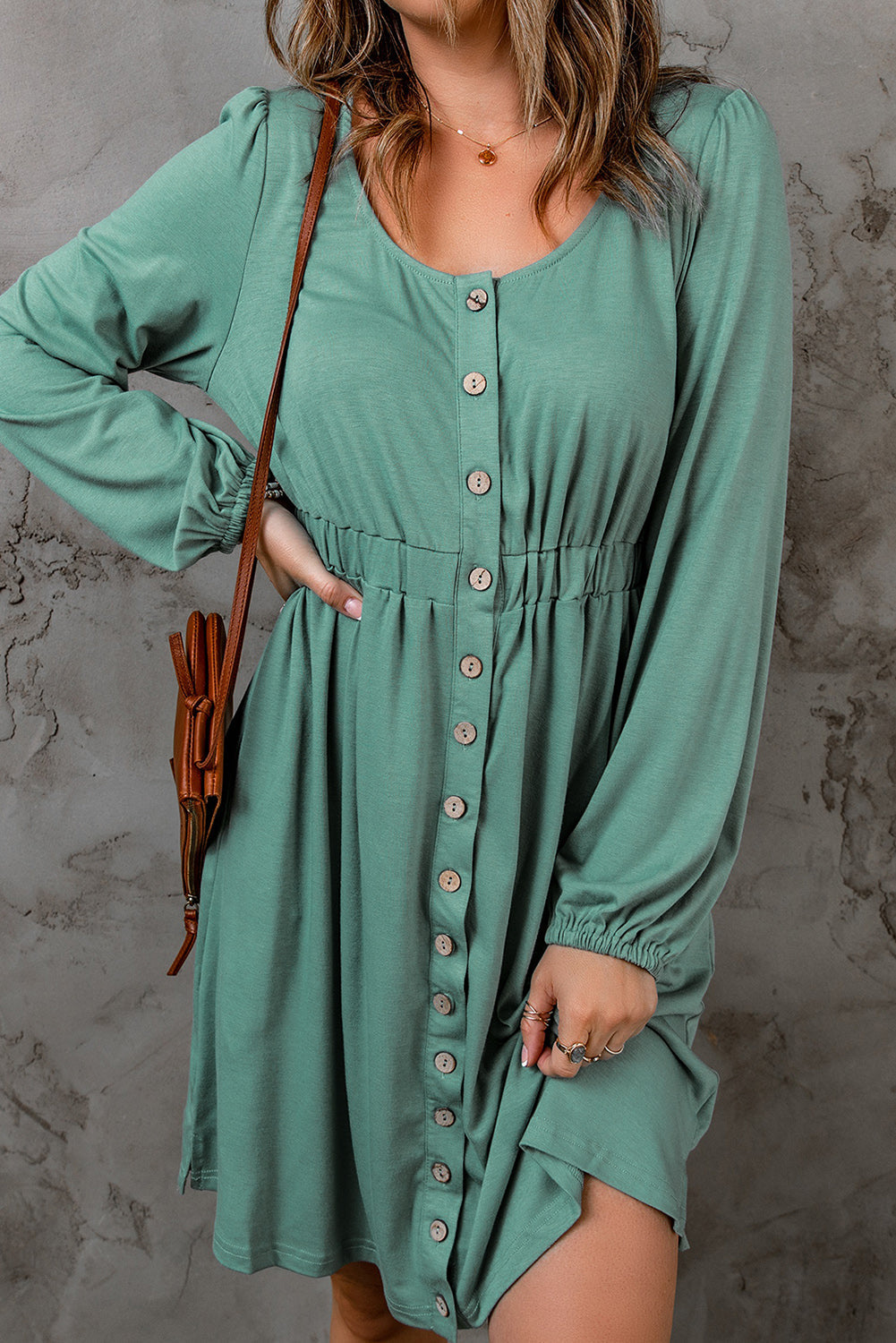 Julianna Button Up High Waist Long Sleeve Dress. by Poppy Lee Lane