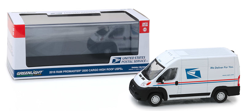 Greenlight 86154 1/43 USPS 2018 Ram ProMaster 2500 Cargo Van