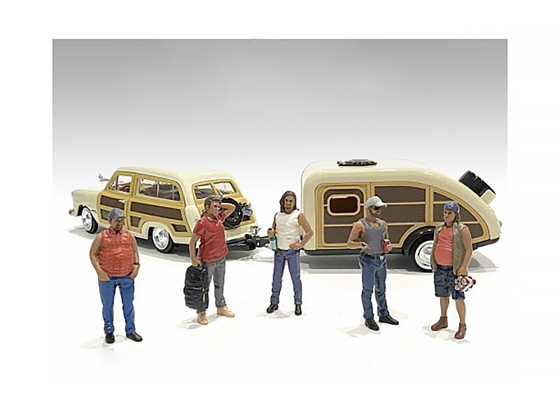 "Campers" 5 piece Figure Set for 1/18 Scale Models by American Diorama  free shipping USA
