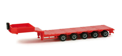 Herpa 76388 HO Scale Goldhofer Drop Deck 5-Axle Trailer - Assembled -- Maroon
