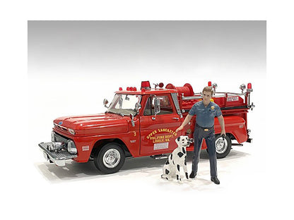 "Firefighters" Fire Dog Training Figures (Trainer and Dog) for 1/24 Scale Models by American Diorama  free shipping USA