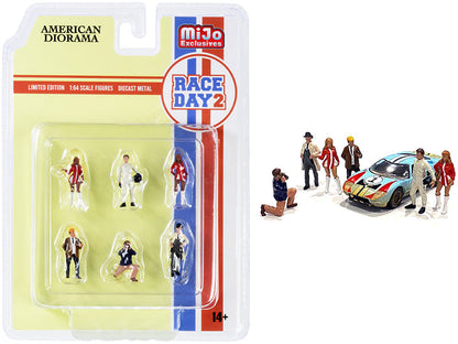 "Race Day 2" 6 piece Diecast Figurine Set for 1/64 Scale Models by American Diorama  free shipping USA