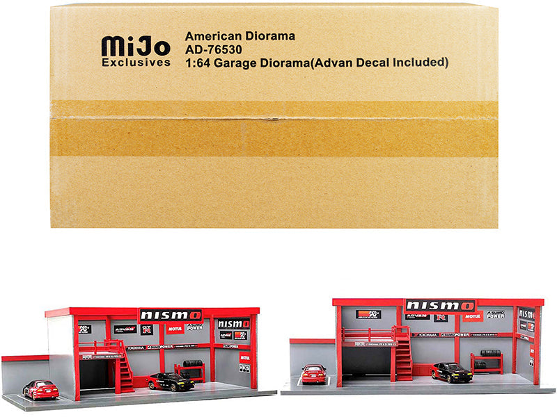 "Garage Diorama Advan" Diorama with Decals for 1/64 Scale Models by American Diorama  free shipping USA