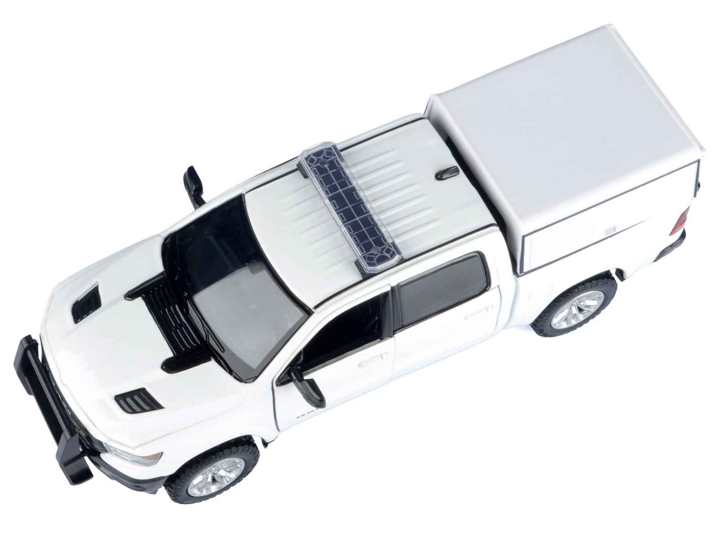 2019 RAM 1500 Laramie Crew Cab Pickup Truck with Truck Bed Camper White "Custom Builder's Kit" Series 1/27 Diecast Model Car by Motormax