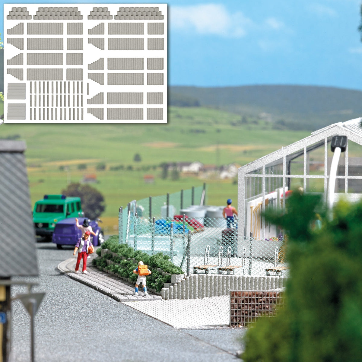 Busch 7872 HO Scale Planters and Palisades, Gray