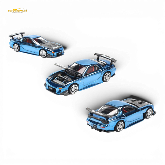 Pop Race Mazda RX-7 Re-Amemiya Blue Chrome 1:64