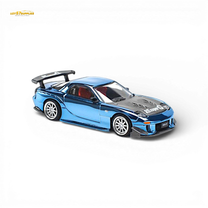 Pop Race Mazda RX-7 Re-Amemiya Blue Chrome 1:64