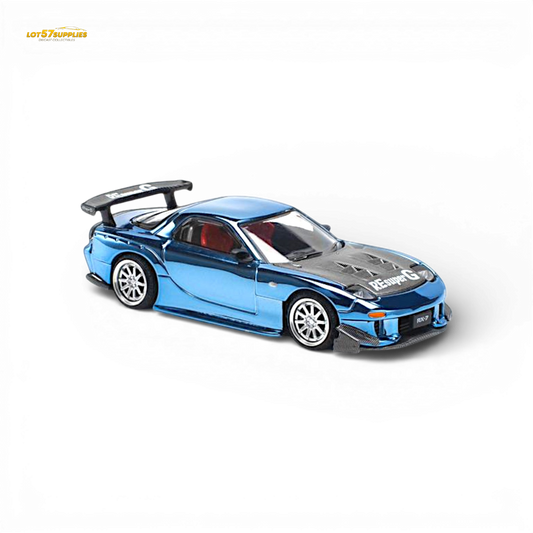 Pop Race Mazda RX-7 Re-Amemiya Blue Chrome 1:64