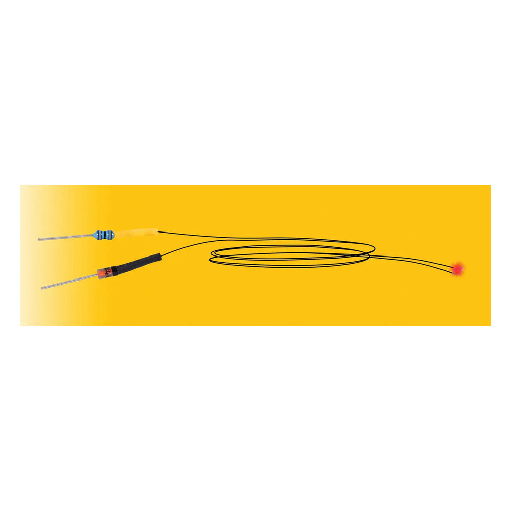 Viessmann 3563 All Scale LED w/Wires & Resistor -- Red, 1/16 x 1/32" (5)