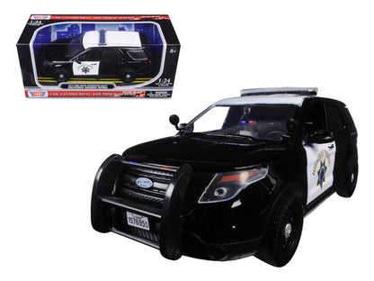 2015 Ford Interceptor Police Utility "California Highway Patrol" (CHP) Black and White 1/24 Diecast Model Car by Motormax  free shipping USA