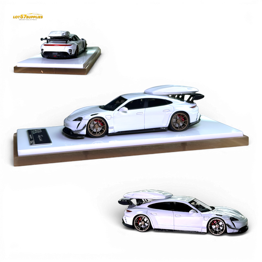 404ERROR Porsche Taycan White with Roof Box 1:64