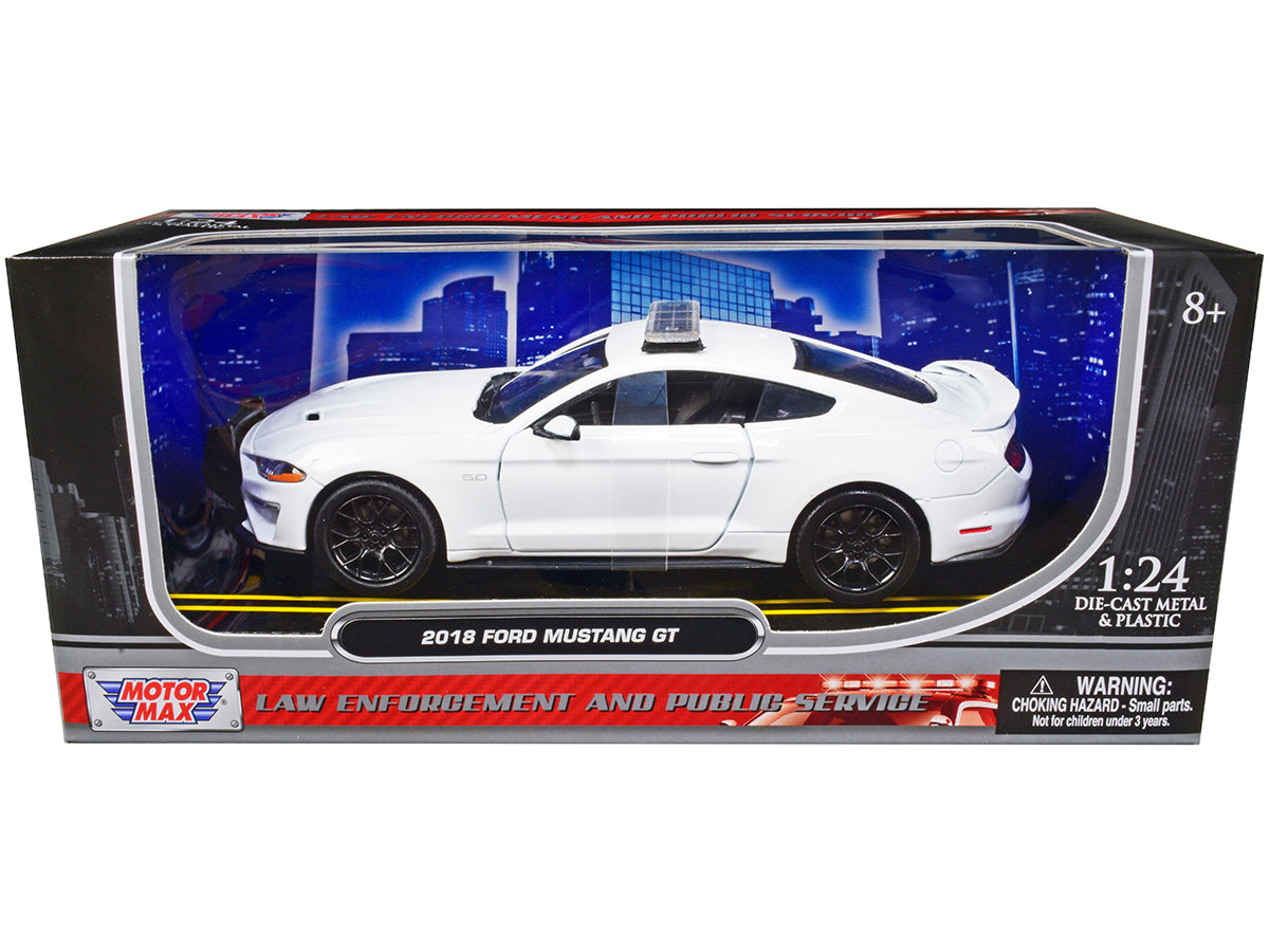 2018 Ford Mustang GT Police Car Unmarked Plain White "Law Enforcement and Public Service" Series 1/24 Diecast Model Car by Motormax  free shipping USA