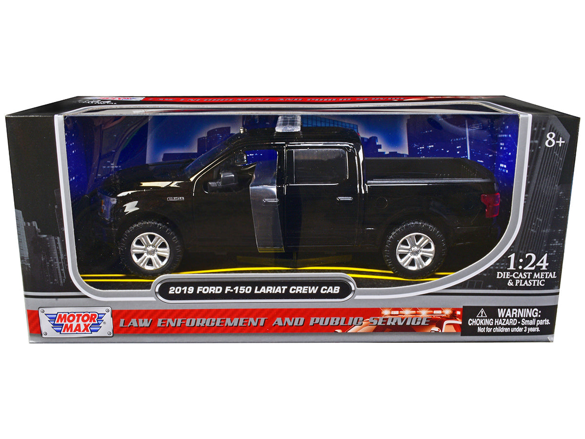 2019 Ford F-150 Lariat Crew Cab Pickup Truck Unmarked Plain Black "Law Enforcement and Public Service" Series 1/24 Diecast Model Car by Motormax  free shipping USA