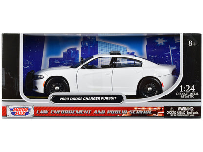 2023 Dodge Charger Pursuit Police Car Plain White "Law Enforcement and Public Service" Series 1/24 Diecast Model Car by Motormax  free shipping USA