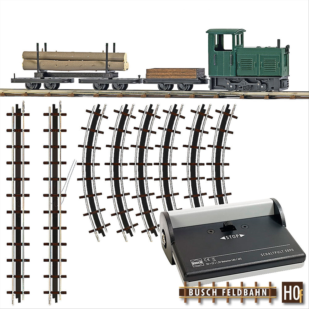 Busch 12003 HO Scale Feldbahn Logging Train Starter Set