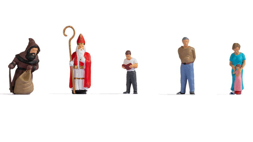 Noch 15923 HO Scale St. Nicholas' Day Figure Set, 6 Figures