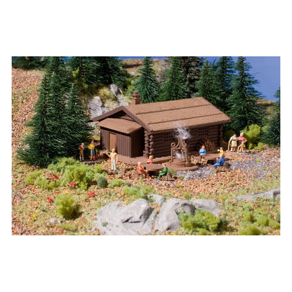 Vollmer 47727 N Scale Log Cabin w/Barbecue Pit
