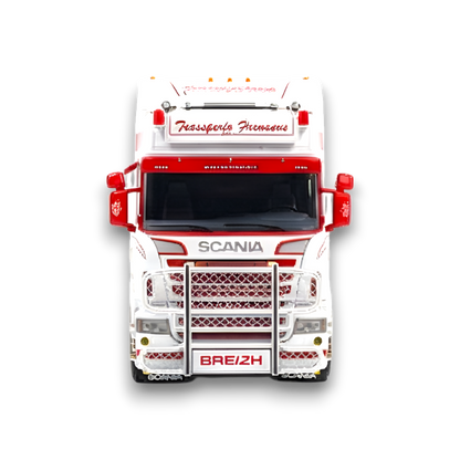 Flame Scania Car Carrier Transport Truck Red White 1:64 - Limited to 299 Pcs