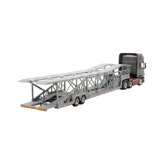 Flame Scania Car Carrier Transport Truck Grey Red 1:64 - Limited to 299 Pcs