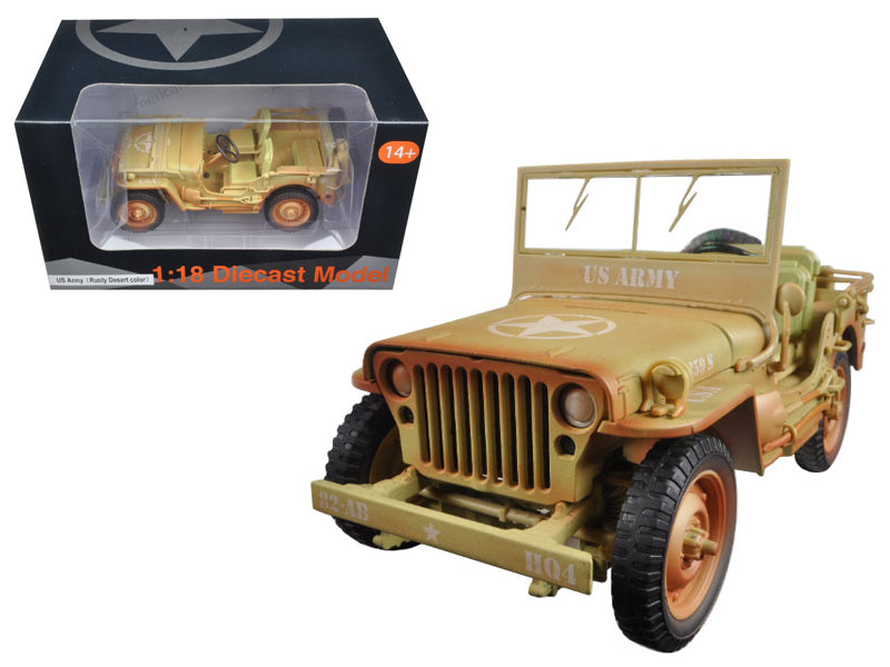 US Army Vehicle WWII Desert Sand Weathered Version 1/18 Diecast Model Car by American Diorama  free shipping USA