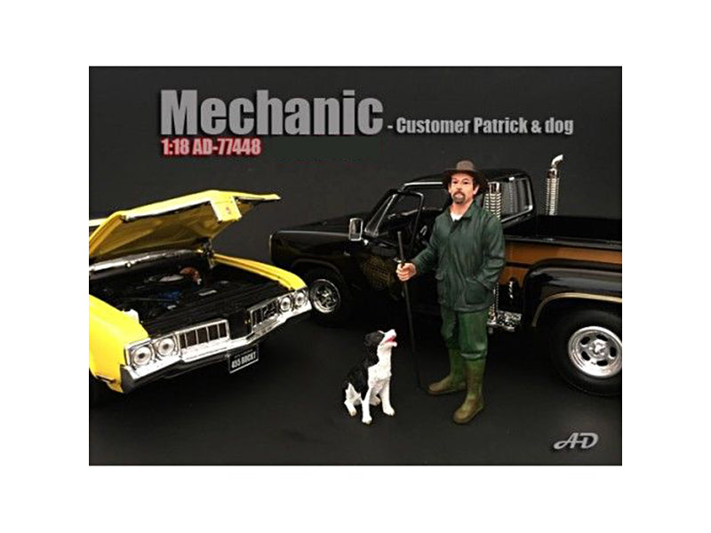 Customer Patrick and a Dog Figurine / Figure For 1:18 Models by American Diorama  free shipping USA