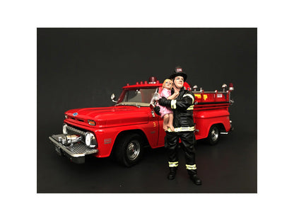 Firefighter Saving Life with Baby Figurine / Figure For 1:18 Models by American Diorama  free shipping USA