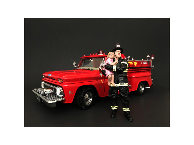 Firefighter Saving Life with Baby Figurine / Figure For 1:18 Models by American Diorama  free shipping USA