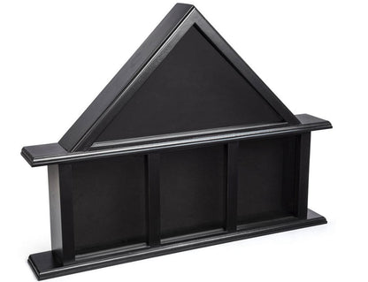 Flag Display Case with Glass Front and 3 Medal Boxes, Felt Backing - Black