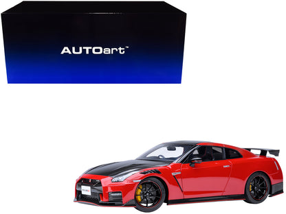 2022 Nissan GT-R (R35) Nismo Special Edition RHD (Right Hand Drive) Vibrant Red with Carbon Hood and Top 1/18 Model Car by Autoart  free shipping USA