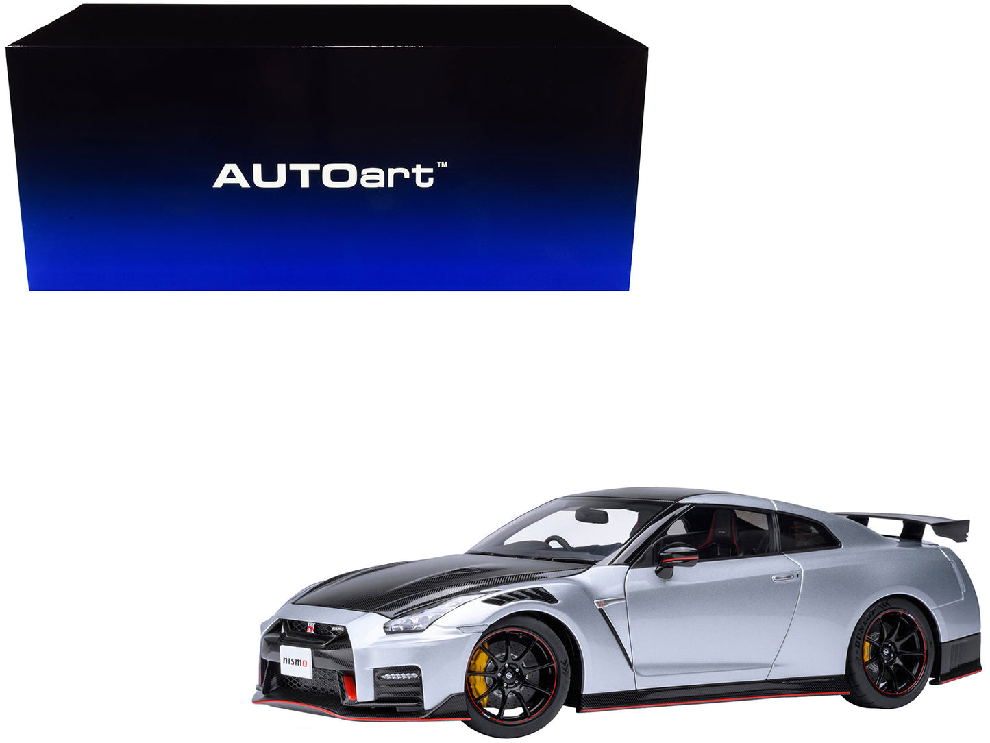 2022 Nissan GT-R (R35) Nismo Special Edition RHD (Right Hand Drive) Ultimate Metal Silver with Carbon Hood and Top 1/18 Model Car by Autoart  free shipping USA