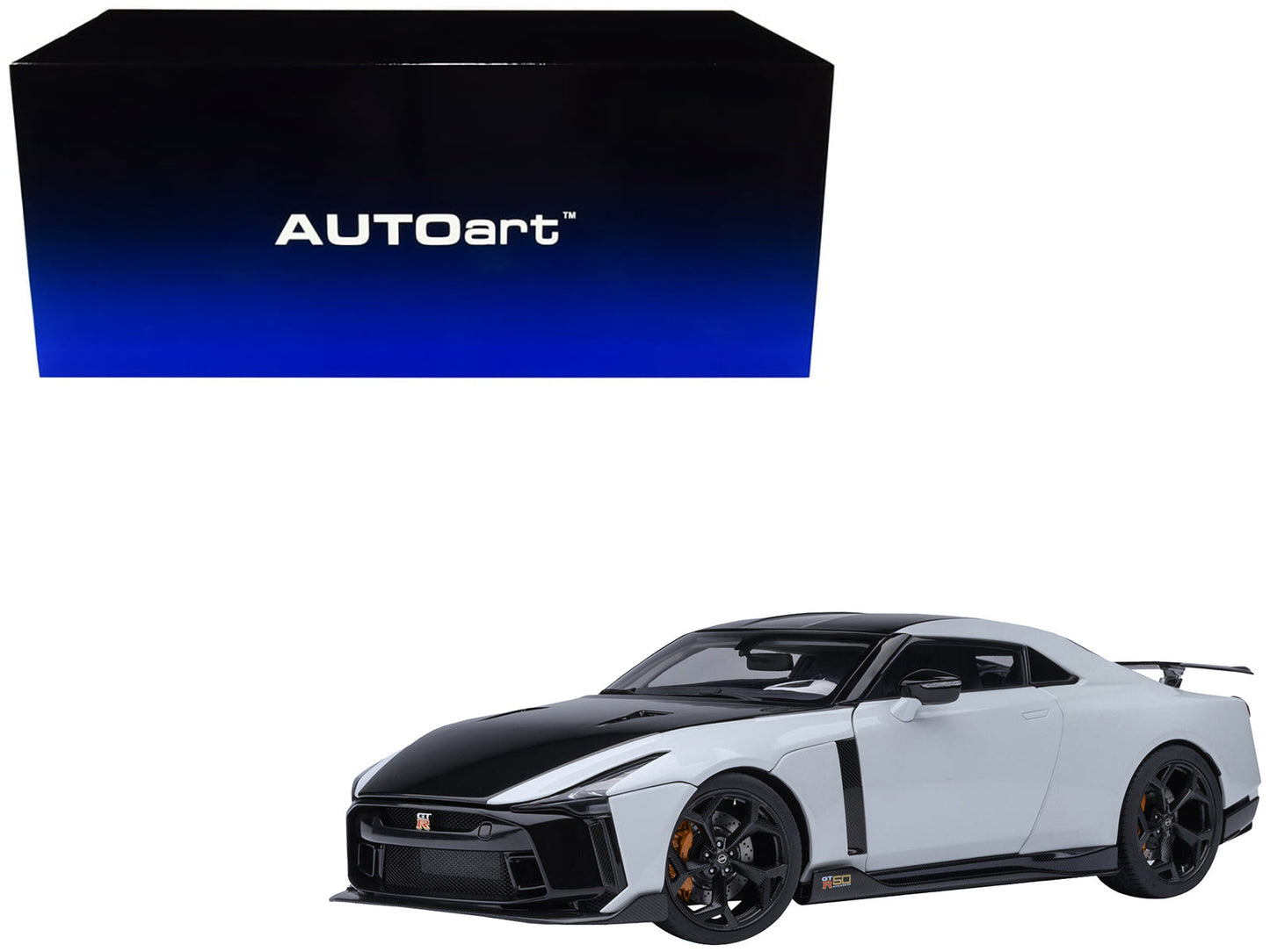 Nissan GT-R50 By ItalDesign Black and White Metallic 1/18 Model Car by Autoart  free shipping USA