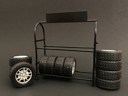 Metal Tire Rack with Rims and Tires for 1/24 Scale Models by American Diorama  free shipping USA