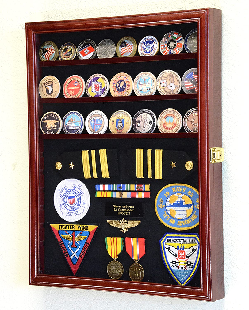 Challenge Coin/Medals/Pins/Badges/Ribbons/Insignia/Buttons Chips Combo Display Case Box