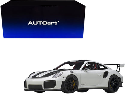 Porsche 911 (991.2) GT2 RS Weissach Package White with Carbon Stripes 1/18 Model Car by Autoart  free shipping USA