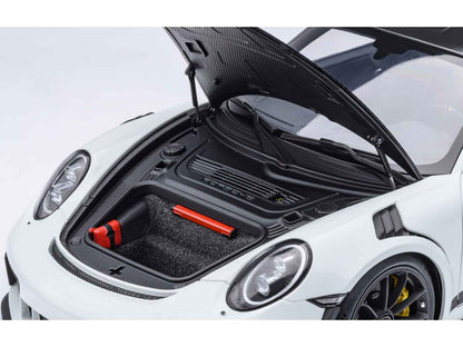 Porsche 911 (991.2) GT3 RS Weissach Package White with Carbon Hood and Top 1/18 Model Car by Autoart