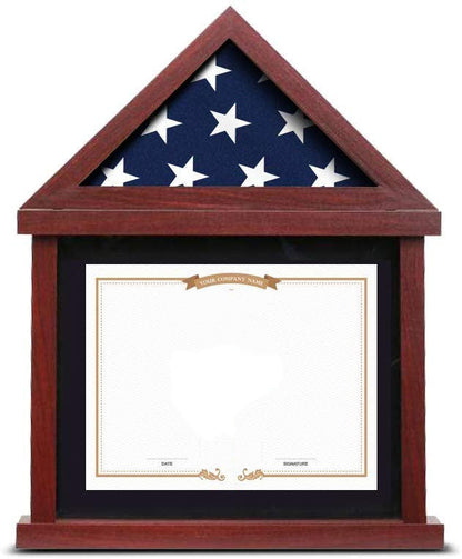 Flag Display Case for 3’x5’ Folded Flag With Shadow Box, Certificate Document Holder