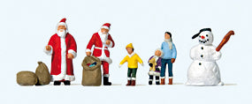 Preiser 79226 N Scale Christmas Figures -- 2 Santas, Children, Snowman