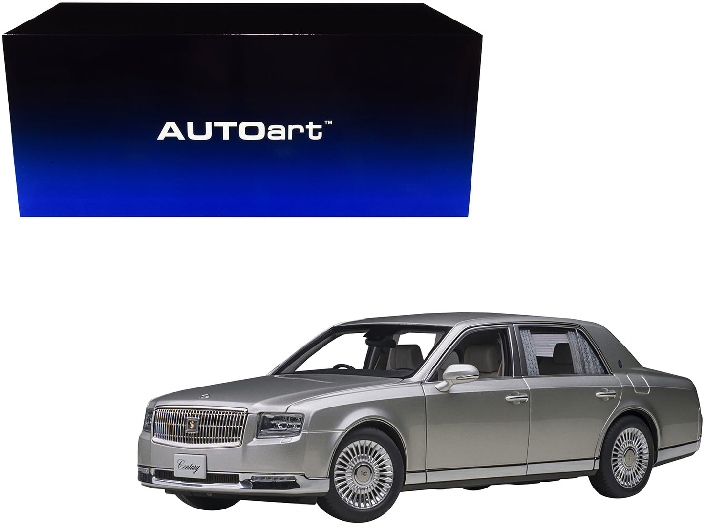 Toyota Century with Curtains RHD (Right Hand Drive) Silver Special Edition 1/18 Model Car by Autoart  free shipping USA