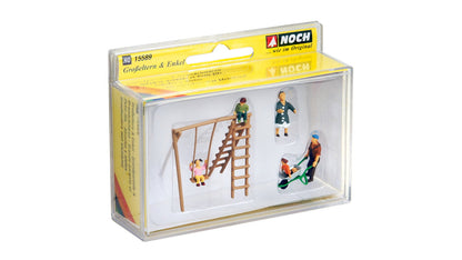 Noch 15589 HO Scale Grandparents & Grandchildren, 5 Figures