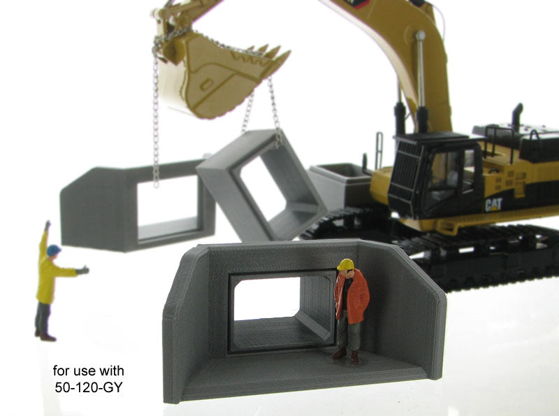3D To Scale 50-121-GY 1/50 Concrete Box Culvert Headwall, Grey