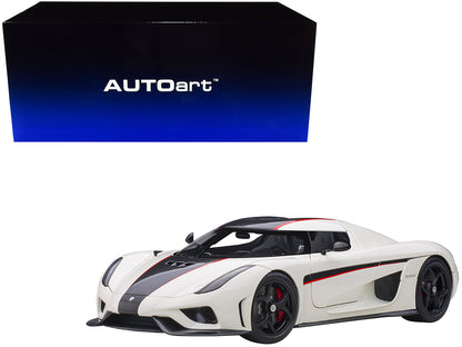 Koenigsegg Regera White with Black Carbon and Red Stripes 1/18  Model Car by Autoart  free shipping USA