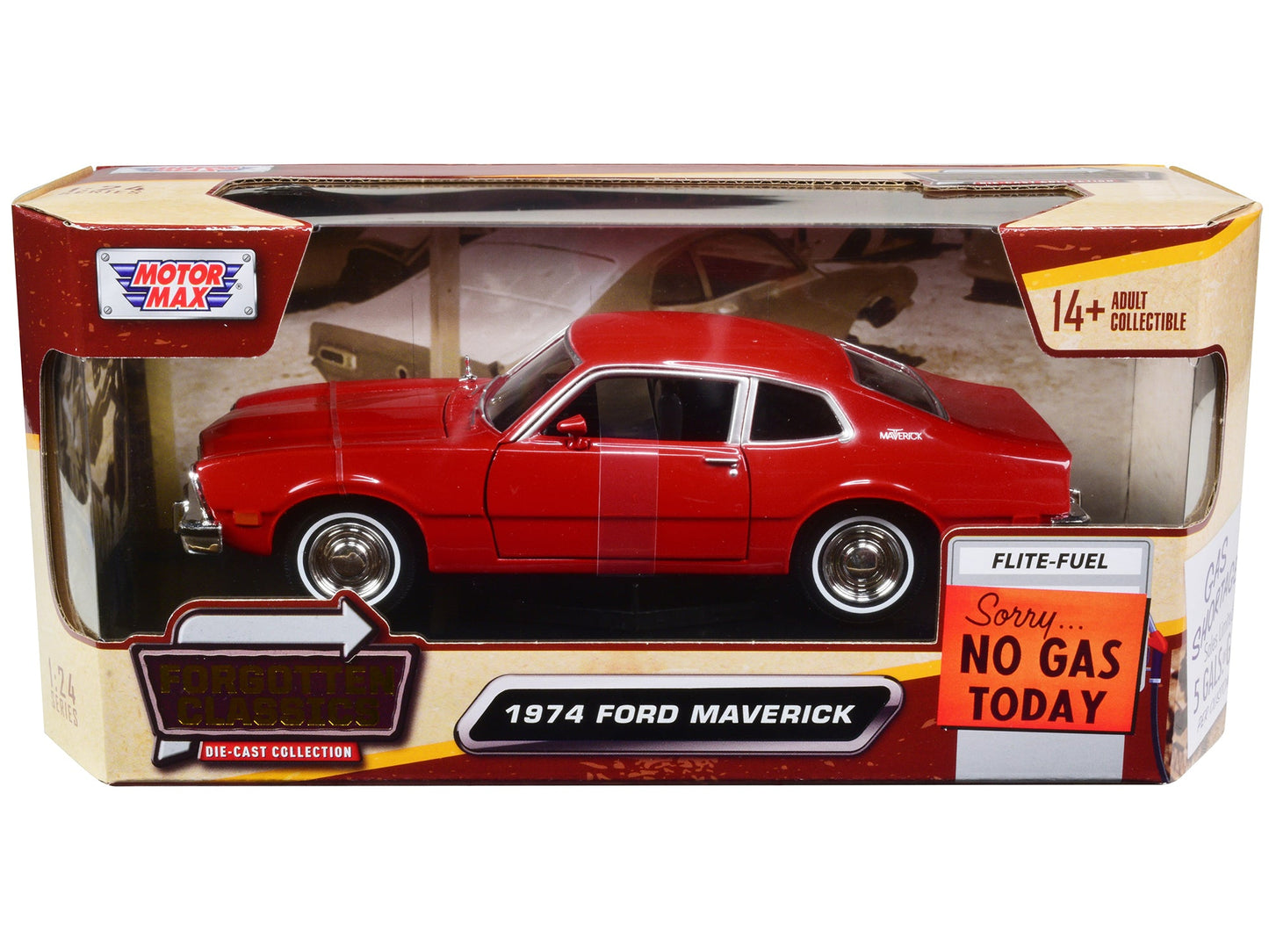 1974 Ford Maverick Red "Forgotten Classics" Series 1/24 Diecast Model Car by Motormax  free shipping USA